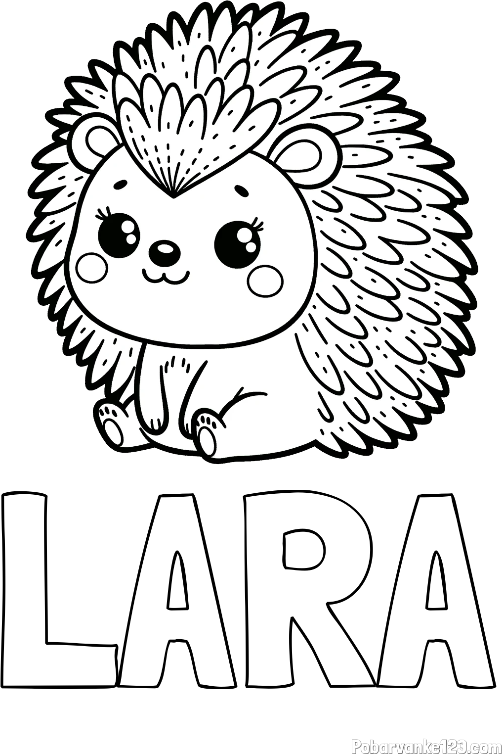 Pobarvanka imena LARA in pobarvanka nasmejanega ježka