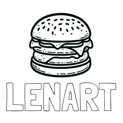 Online izdelana pobarvanka - Pobarvanka imena LENART in preprosta pobarvanka hamburgerja
