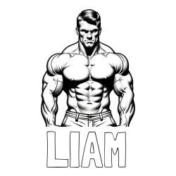 Pobarvanka imena LIAM in pobarvanka bodybuilder-ja