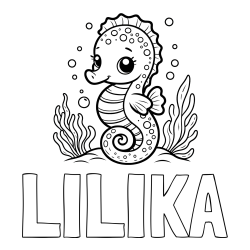 Pobarvanka imena LILIKA in pobarvanka morskega konjička