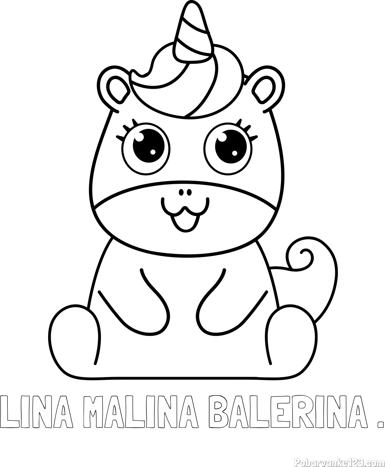 Pobarvanka imena LINA MALINA BALERINA . in pobarvanka čudovitega samoroga Unicorn