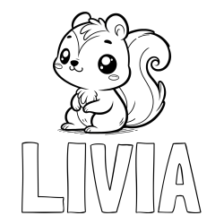 Pobarvanka imena LIVIA in pobarvanka veverice