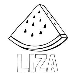Online izdelana pobarvanka - Pobarvanka imena LIZA in pobarvanka lubenice