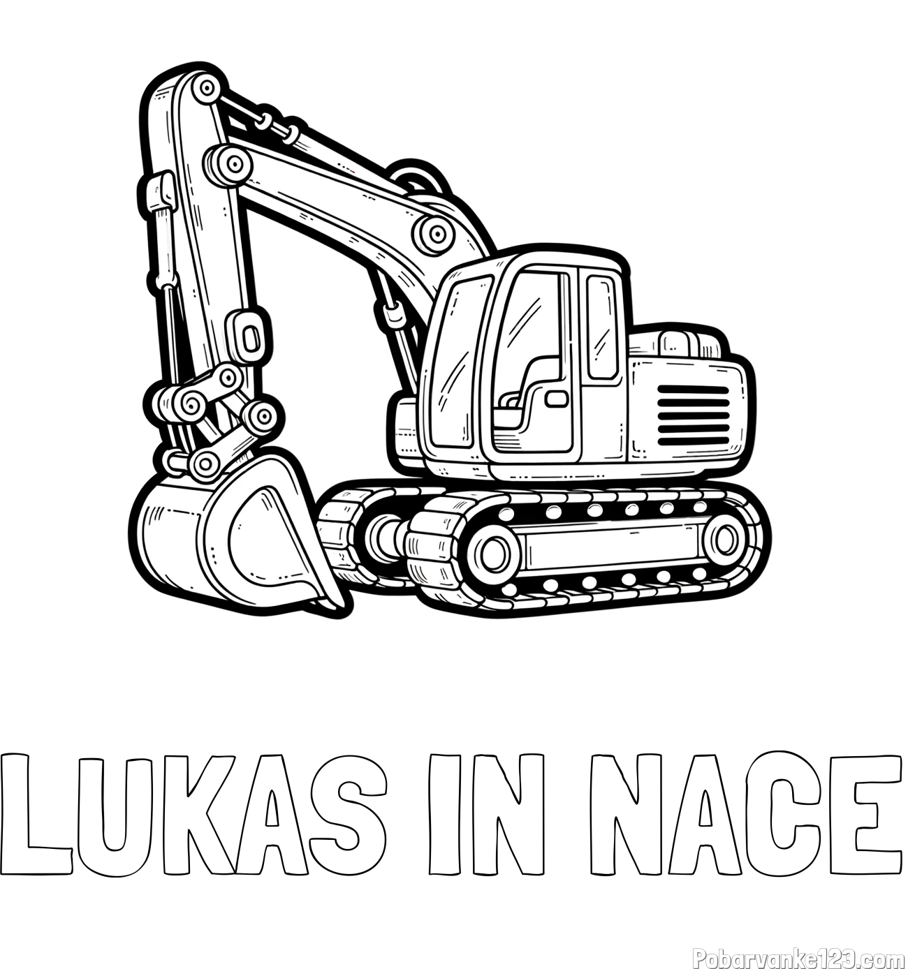 Pobarvanka imena LUKAS IN NACE in pobarvanka velikega delovnega stroja - bagra