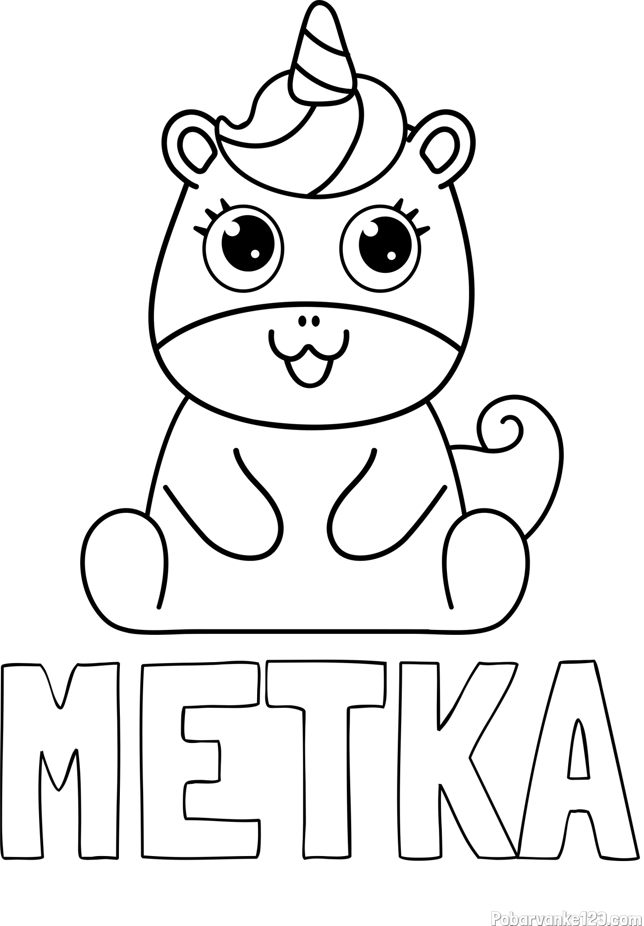 Pobarvanka imena METKA in pobarvanka čudovitega samoroga Unicorn