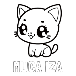 Pobarvanka imena MUCA IZA in pobarvnaka ljubke muce v anime slogu