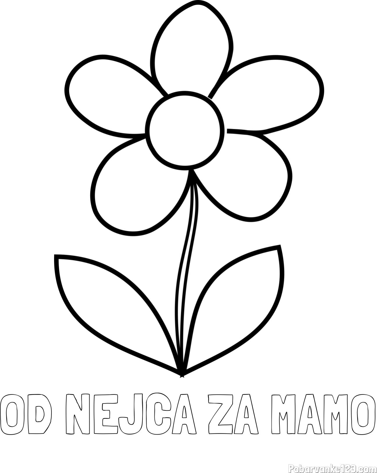 Pobarvanka imena OD NEJCA ZA MAMO in otroška pobarvanka rože