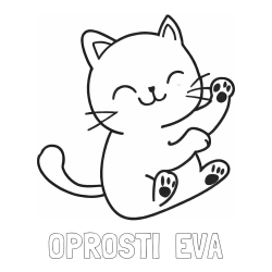 Online izdelana pobarvanka - Pobarvanka imena OPROSTI  EVA in pobarvanka razigranega mucka