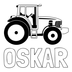 Online izdelana pobarvanka - Pobarvanka imena OSKAR in pobarvanka velikega in zmogljivega traktorja