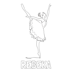 Online izdelana pobarvanka - Pobarvanka imena REBEKA in pobarvanka ljubke baletke
