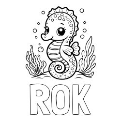 Online izdelana pobarvanka - Pobarvanka imena ROK in pobarvanka morskega konjička