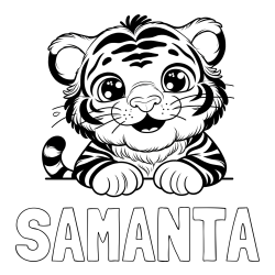 Online izdelana pobarvanka - Pobarvanka imena SAMANTA in pobarvanka tigrček