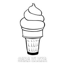 Online izdelana pobarvanka - Pobarvanka imena SARA ELENA in pobarvanka sladoled