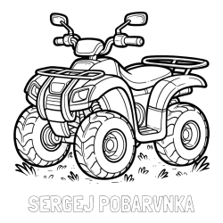 Pobarvanka imena SERGEJ POBARVNKA in pobarvanka velikega štirikolesnika