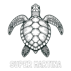 Online izdelana pobarvanka - Pobarvanka imena SUPER MARTINA in enostavna pobarvanka želve