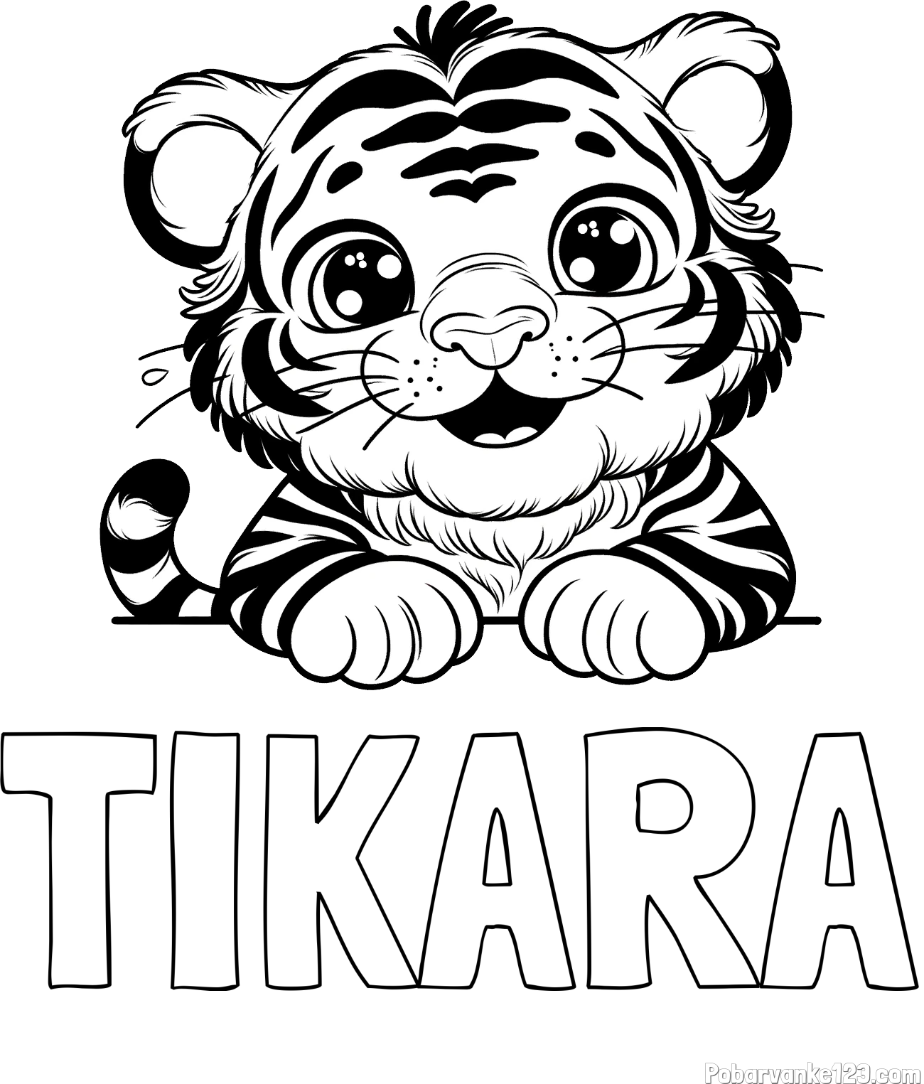 Pobarvanka imena TIKARA in pobarvanka tigrček
