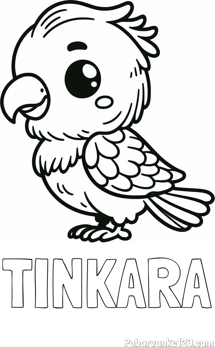 Pobarvanka imena TINKARA in pobarvanka ljubkega papagaja
