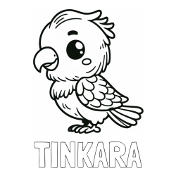 Online izdelana pobarvanka - Pobarvanka imena TINKARA in pobarvanka ljubkega papagaja