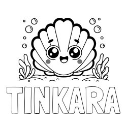 Online izdelana pobarvanka - Pobarvanka imena TINKARA in pobarvanka nasmejane školjke