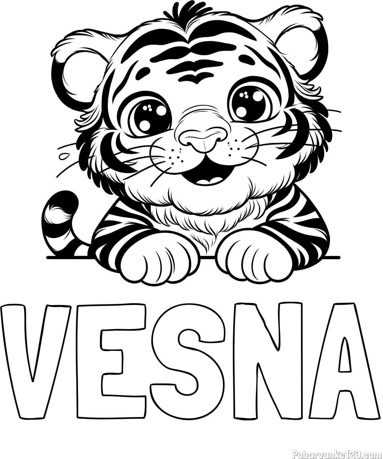Pobarvanka imena VESNA in pobarvanka tigrček