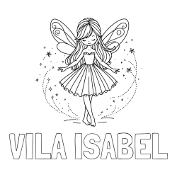 Online izdelana pobarvanka - Pobarvanka imena VILA ISABEL in pobarvanka ljubke čarobne vile