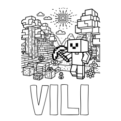 Online izdelana pobarvanka - Pobarvanka imena VILI in pobarvanka Minecraft sveta