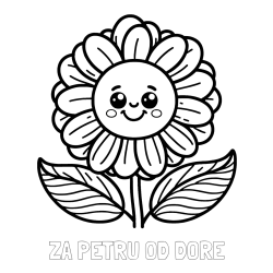 Online izdelana pobarvanka - Pobarvanka imena ZA PETRU OD DORE in pobarvanka ljubke in nasmejane rože