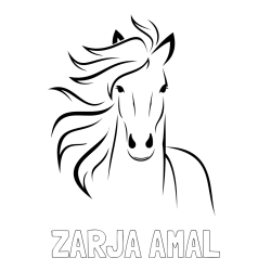 Online izdelana pobarvanka - Pobarvanka imena ZARJA AMAL in lepa pobarvanka konja