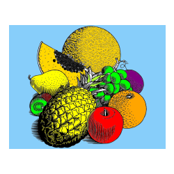 Pobarvana pobarvanka - Pobarvanka sadja (ananas, melona, jabolka, kivi, grozdje, pomaranča...)