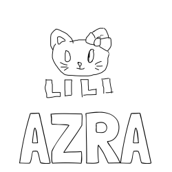 Online izdelana pobarvanka - Pobarvanka imena AZRA in HELLO KITTY