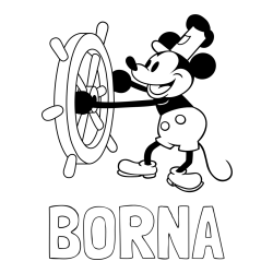 Online izdelana pobarvanka - Pobarvanka imena BORNA in pobarvanka Miki Miške (Mickey Mouse)