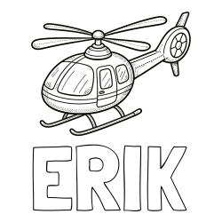 Online izdelana pobarvanka - Pobarvanka imena ERIK in pobarvanka manjšega helikopterja