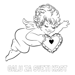 Online izdelana pobarvanka - Pobarvanka imena GALU ZA SVETI KRST in pobarvanka angela s srčkom
