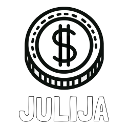 Online izdelana pobarvanka - Pobarvanka imena JULIJA in pobarvanka kovanca - USD (ameriški dolar)