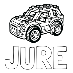Online izdelana pobarvanka - Pobarvanka imena JURE in pobarvanka avtomobila sestavljenega iz LEGO kock