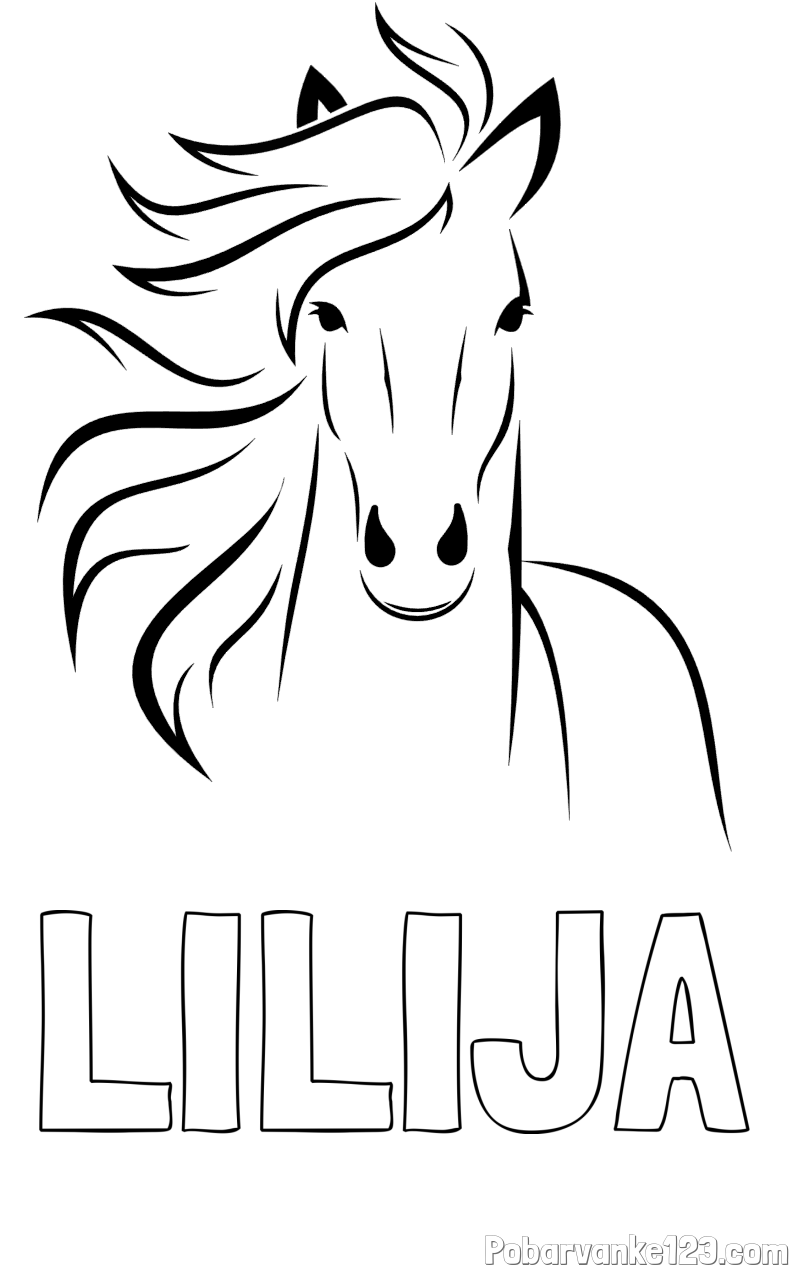 Pobarvanka imena LILIJA in lepa pobarvanka konja