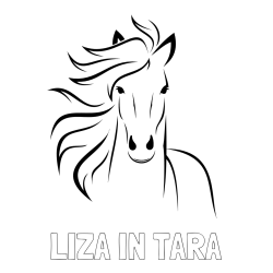 Online izdelana pobarvanka - Pobarvanka imena LIZA IN TARA in lepa pobarvanka konja