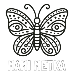 Online izdelana pobarvanka - Pobarvanka imena MAMI METKA in preprosta pobarvanka metulja
