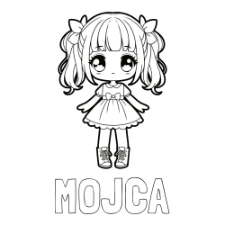 Online izdelana pobarvanka - Pobarvanka imena MOJCA in pobarvanka anime punčke