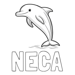 Online izdelana pobarvanka - Pobarvanka imena NECA in pobarvanka delfina