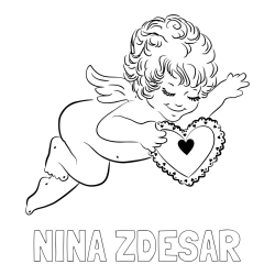 Online izdelana pobarvanka - Pobarvanka imena NINA ZDEŠAR in pobarvanka angela s srčkom