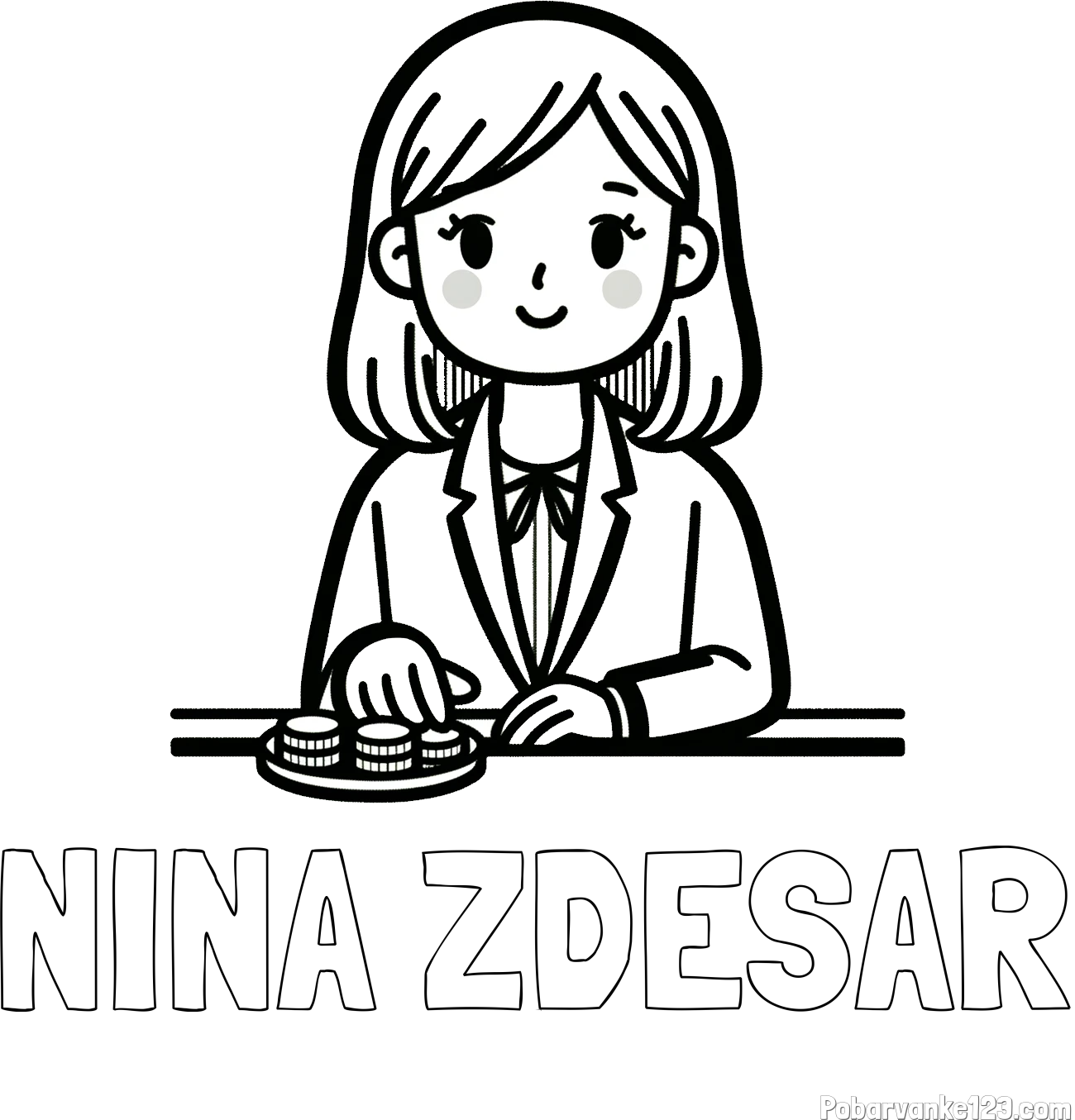 Pobarvanka imena NINA ZDEŠAR in pobarvanka bančne uslužbenke