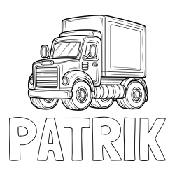 Online izdelana pobarvanka - Pobarvanka imena PATRIK in pobarvanka starega tovornjaka