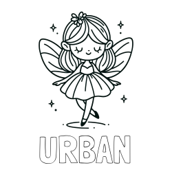 Online izdelana pobarvanka - Pobarvanka imena URBAN in enostavna pobarvanka čarobne vile