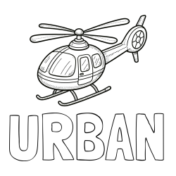 Online izdelana pobarvanka - Pobarvanka imena URBAN in pobarvanka manjšega helikopterja
