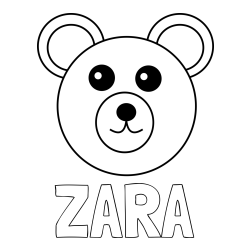 Online izdelana pobarvanka - Pobarvanka imena ZARA in preprosta pobarvanka medvedka