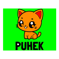 Pobarvana pobarvanka - Pobarvanka imena PUHEK in pobarvnaka ljubke muce v anime slogu