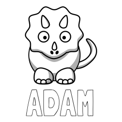 Online izdelana pobarvanka - Pobarvanka imena ADAM in pobarvanka dinozavra triceratops