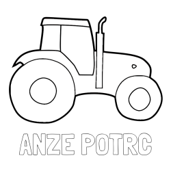 Online izdelana pobarvanka - Pobarvanka imena ANŽE POTRČ in otroška pobarvanka traktorja