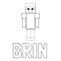 Online izdelana pobarvanka - Pobarvanka imena BRIN in pobarvanka Minecraft glavnega junaka